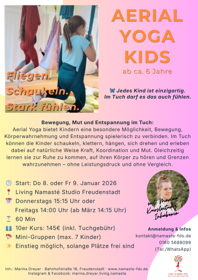 Aerial Yoga Kids Flyer Freudenstadt Aerial Yoga Kids, Yoga Freudenstadt, Marina Dreyer