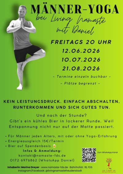 Männeryoga Juni bis August Männeryoga Living Namasté Marina Dreyer, Daniel Dreyer Freudenstadt